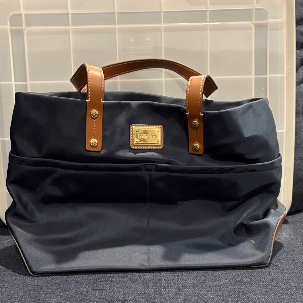 Navy and Tan Tote Bag